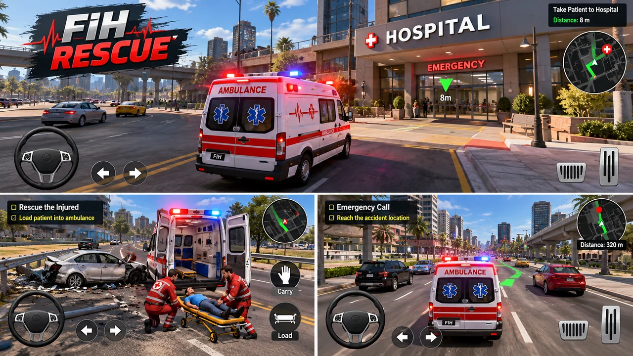 Illustrative concept art for FIH RESCUE; not actual gameplay
